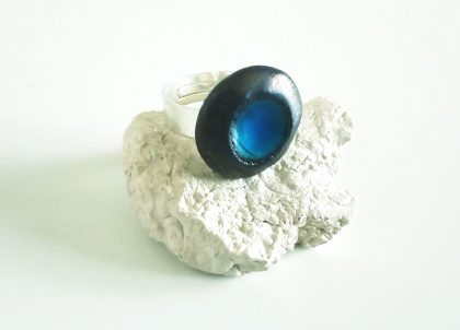 Anillo--Colección-Metàl.lic-Azul--Artesania-Menorca Menorceramik Regalos artesanos