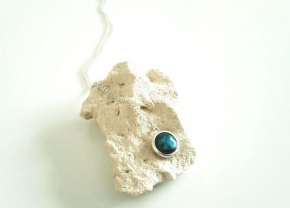 Collar-Colección-Engastado-en-Plata-AG925-Esmeralda-Tonalidades-marinas, Artesania de Menorca