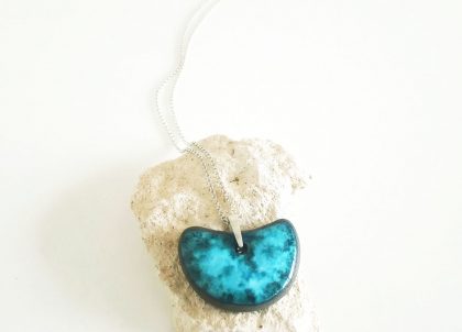 Collares-Colección-Plata-Abanico-Esmeralda-.-Azul-del-Mar. Un collar artesano original hecho en Menorca