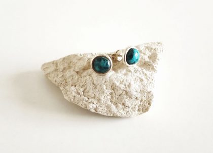 Pendientes-Colección-Engastado-en-Plata-AG925-Esmeralda., colores del Mediterraneo