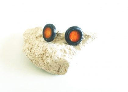 Pendientes--Metal.lic-Naranja--Presión.-Artesania-en-cerámica-Menorca Regalos Isla de Menorca
