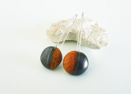 Pendientes--Naranja-Colección-Mitades--Largos Artesania de Menorca