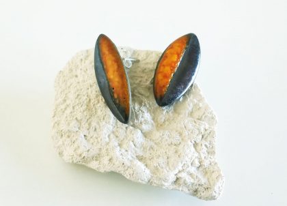 Pendientes--Naranja--Colección-Mitades---Ovalado Artesania regalos únicos