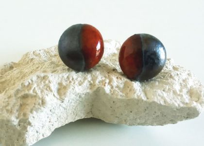 Pendientes-Presión-Colección-Mitades-media-perla-Rojo Artesanía de Menorca