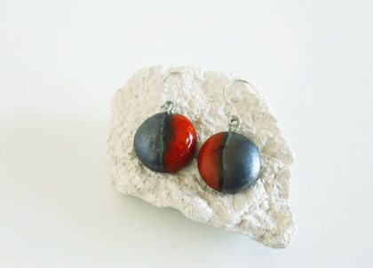 Pendientes---Rojo--Colección-Mitades---Gancho Artesanía Menorca