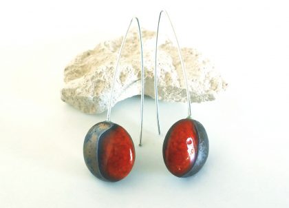 Pendientes-Rojo-Coleccion-Mitades-Largos.-Menorceramik. Venta on line Whorkshop