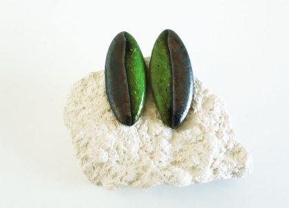 Pendientes--Verde--Colección-Mitades---Ovalado Artesania de Menorca