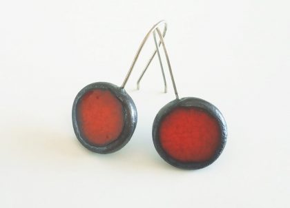 Pendientes-cascada-Rojo-Largos-Tonalidades-Atardecer-Menorca-Mercadal-Menorceramik.Regalos-originales Menorca