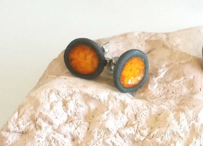 Pendientes-cascada-naranja-presion-Tonalidades-Atardecer-Menorca-Menorceramik Handmade