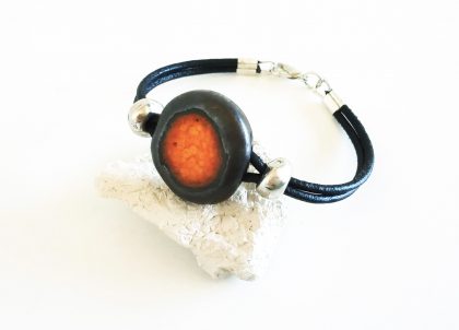 Pulsera-Metàl.lic-Naranja-Artesania-en-cerámica-Menorca Regalos Auténticos
